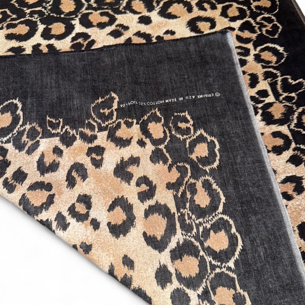 Vintage Leopard Print Scarf – 22” Square – Made in USA - Picture 3 of 3